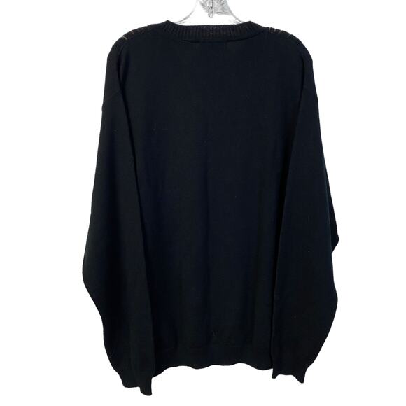 Vintage Men's BACHARACH XL Wool Acrylic Sweater Made in Italy Black V-Neck - Picture 10 of 10
